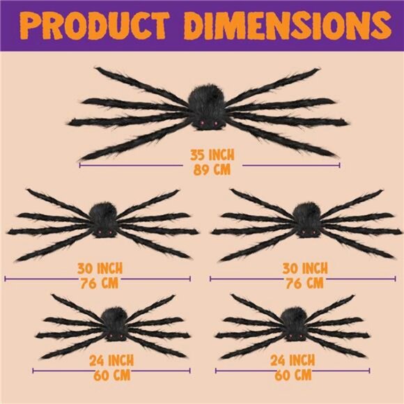 Halloween Realistic Hairy Spiders Set (5 Packs), Halloween Spider Props - Picture 6 of 8